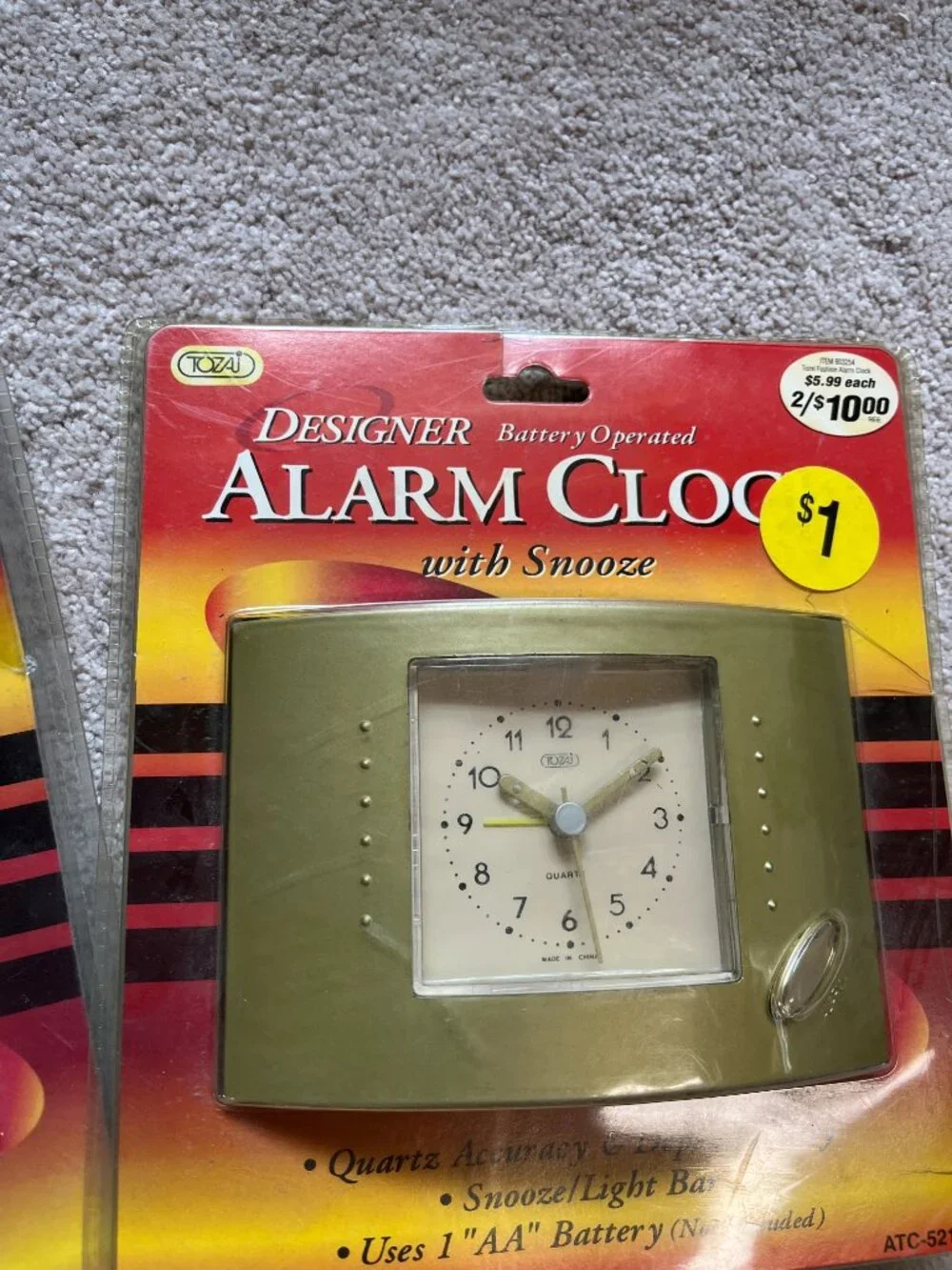Vintage TOZAI Designer Battery Operated Alarm Clocks with Snooze - Lot of 3 (New